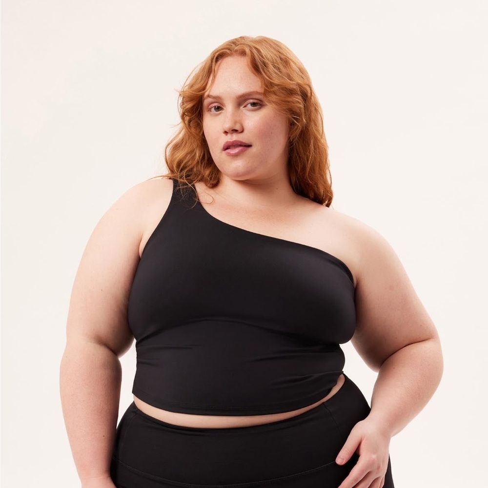Girlfriend Collective Black Bianca One Shoulder Tank